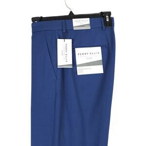 Perry Ellis Portfolio Modern-Fit Stretch Birdseye Dress Pant Navy Blue 36x29 NWT